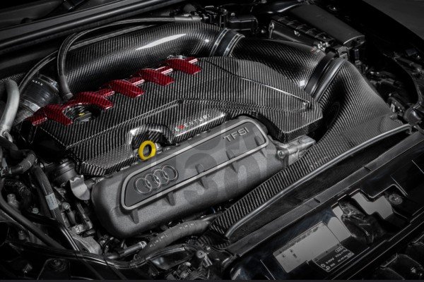 Eventuri Carbon Fiber / Red Kevlar Engine Cover pour Audi RS3 8V.5 / TTRS 8S et RS3 8Y